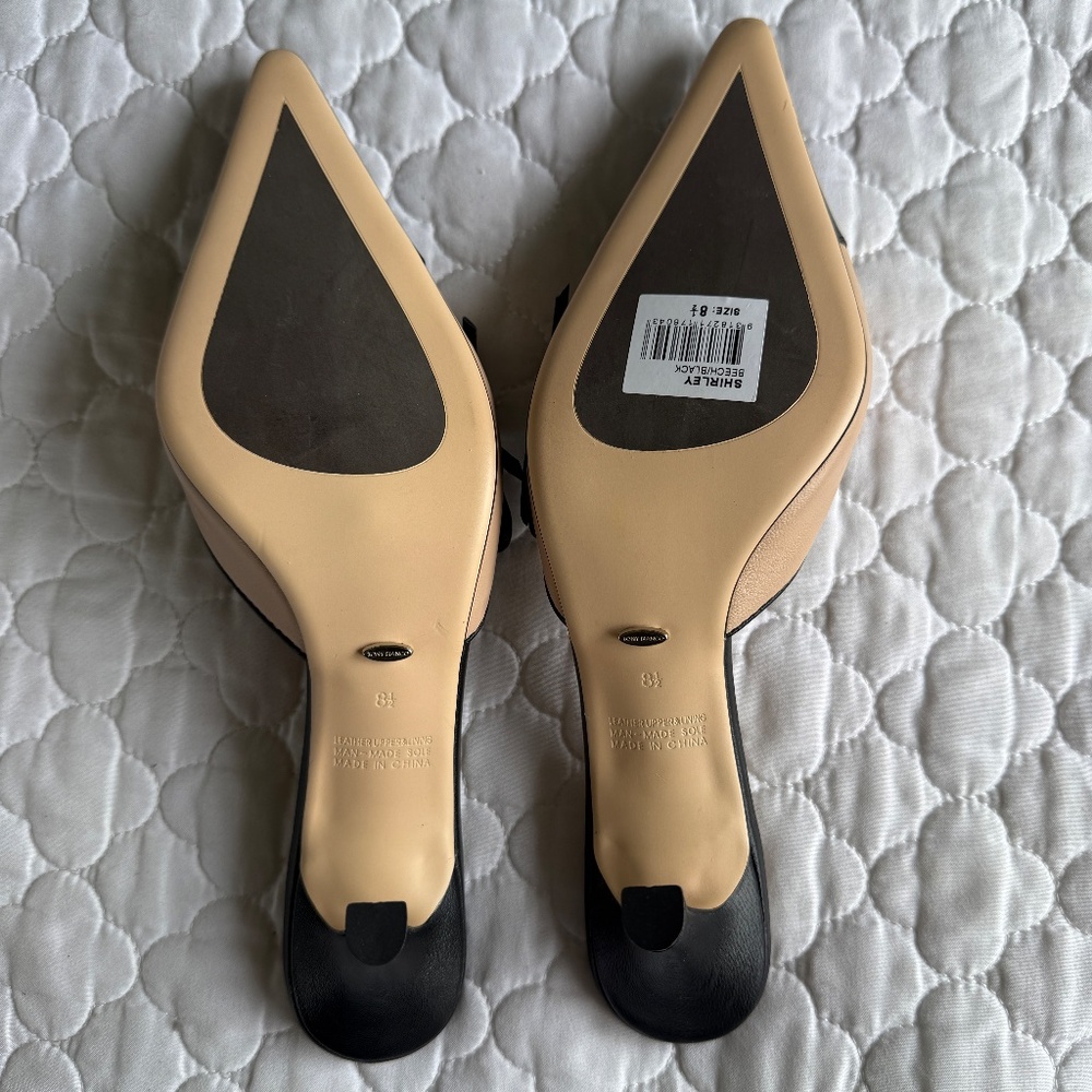 Tony Bianco Black and Tan Heels Elegant Pointed Toe - Picture 5 of 7